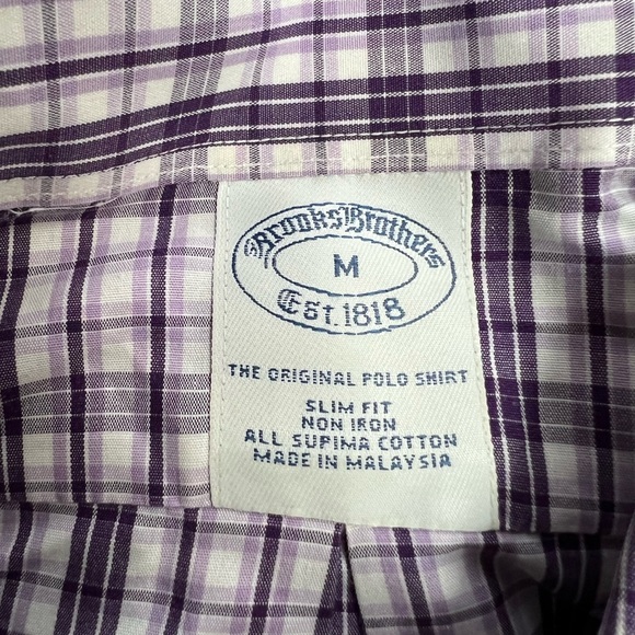 Brooks Brothers White, Purple & Lavender Plaid Shirt M - Picture 3 of 3